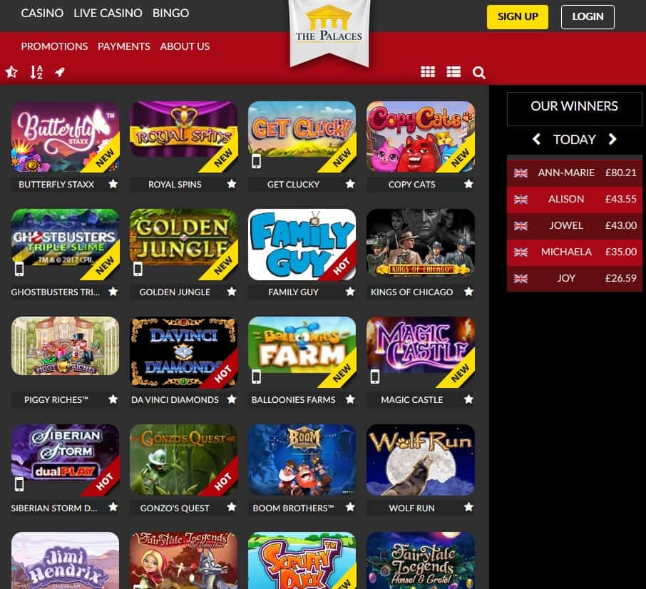 ThePalaces.com Casino, Bingo, Live Dealer