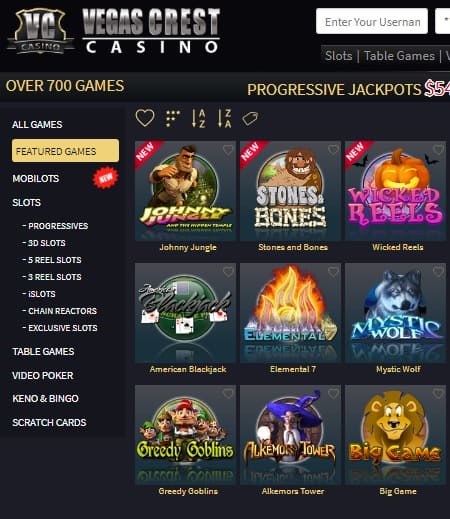 Vegas Crest Casino Review