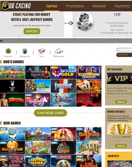 BOB CASINO FREE BONUS