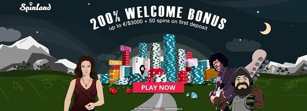 200% bonus and 50 free spins for new players 