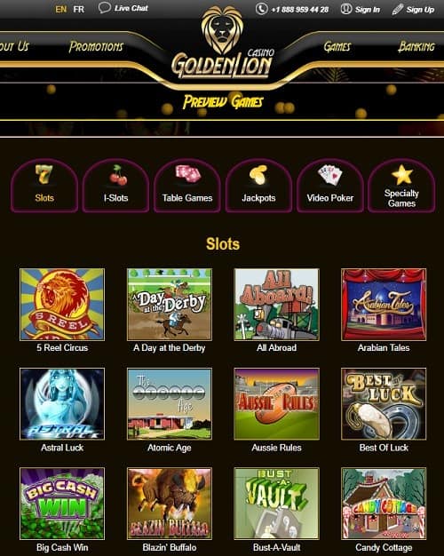 Golden Lion Casino free play bonus