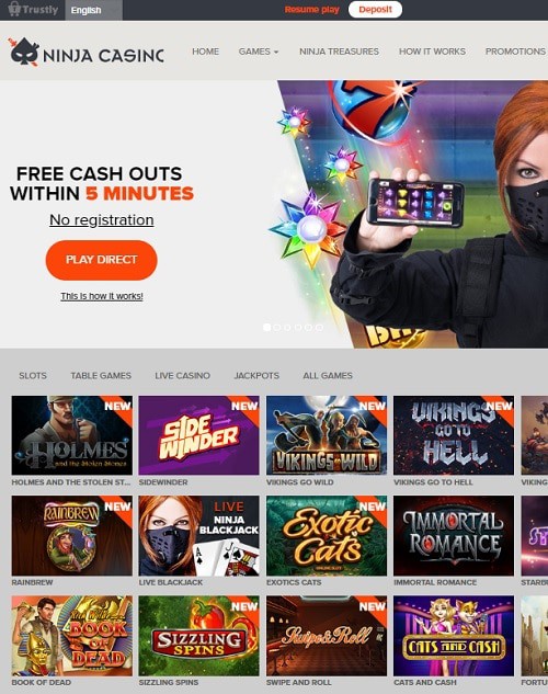 Ninja Casino no registration free bonus