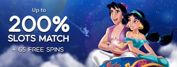 200% bonus and 65 free spins