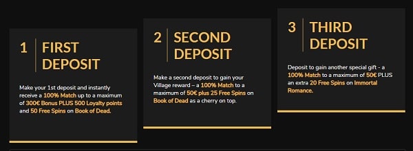 1st, 2nd, 3rd deposit bonus - 300% up to 400 EUR and 95 free spins