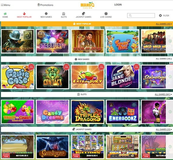 Mango Casino games