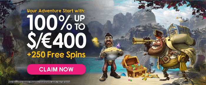 100% welcome bonus and 250 free spins 