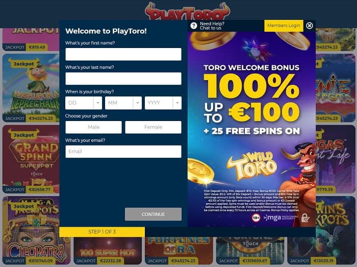 Open an account in the casino for free! 