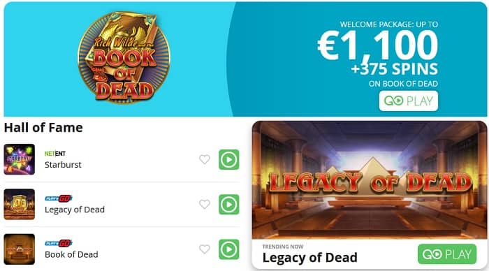 Book of Dead free spins bonus 