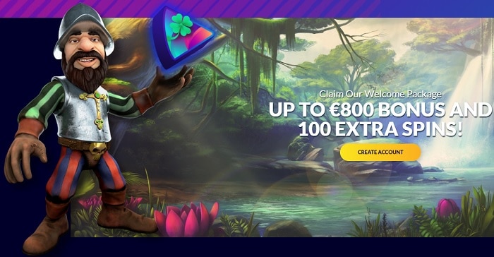 100 extra spins and 800 euro free bonus 