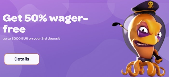 50% wager-free bonus